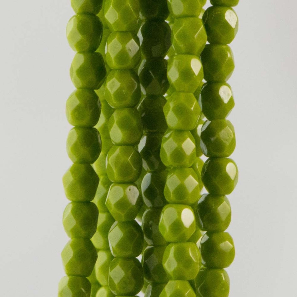 3mm Opaque Olivine Czech Firepolish Faceted Glass Beads (50)