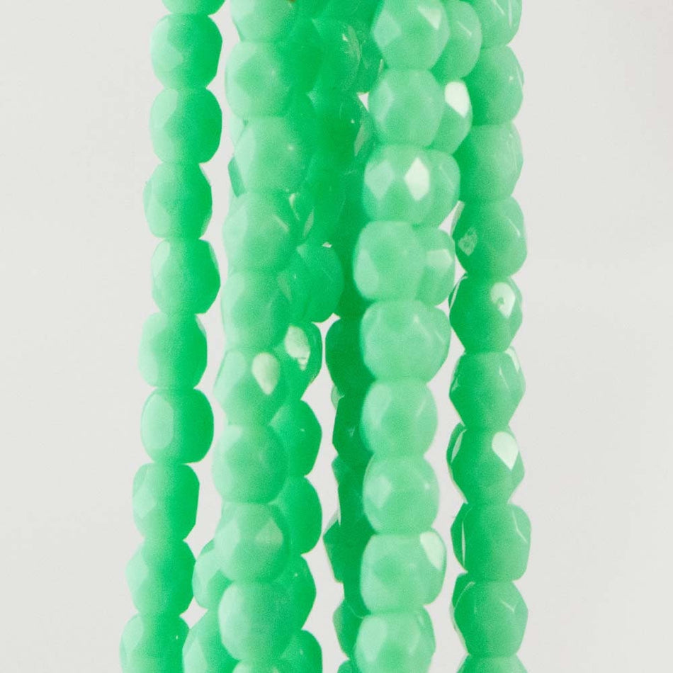 3mm Opaque Green Turquoise Czech Firepolish Faceted Glass Beads (50)