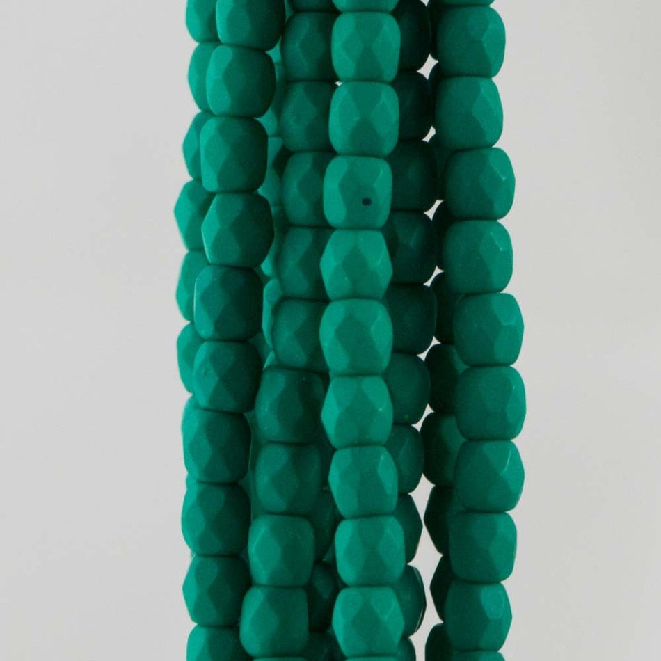 3mm Neon Emerald Czech Firepolish Faceted Glass Beads (50)