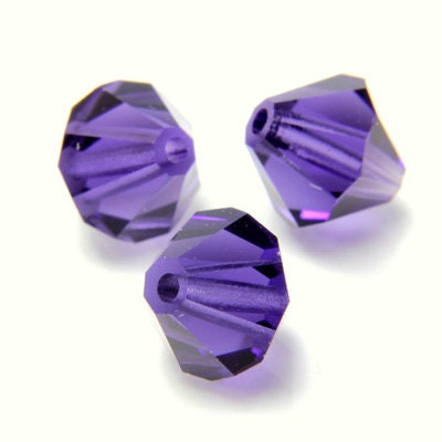 4mm Deep Tanzanite Czech Faceted Bicone Glass Beads (50)