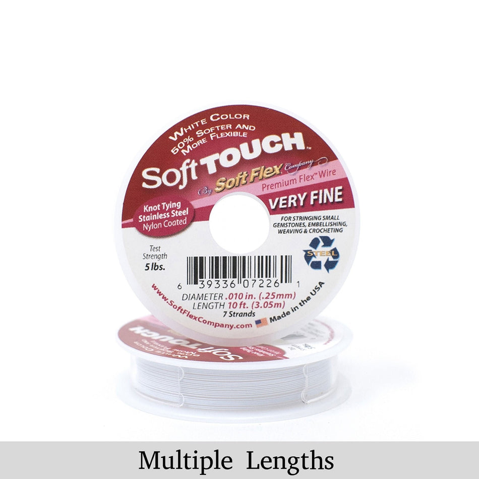 0.010in/0.25mm White Soft Touch Very Fine Beading Wire 10/30/100ft