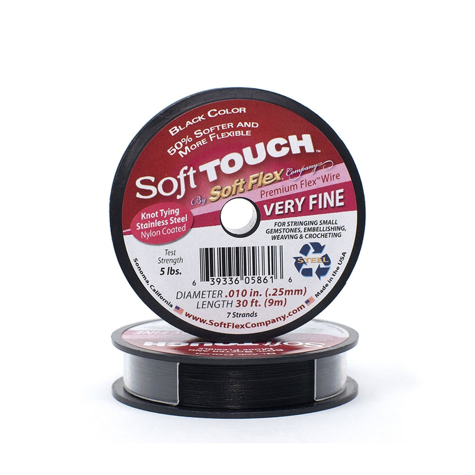 0.010in/0.25mm Black Soft Touch Very Fine Beading Wire 10/30/100ft