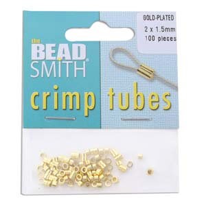 2.00x1.50mm Gold Plated Beadsmith Crimp Tubes 100pcs