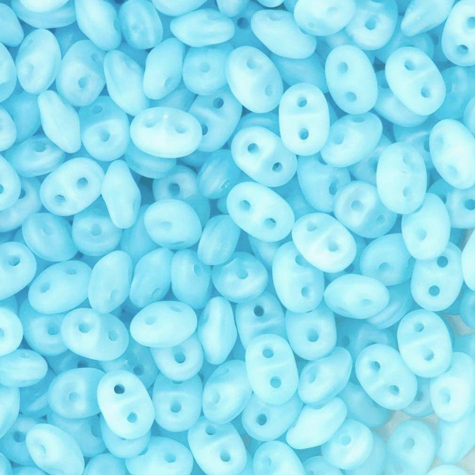 2/5MM MATUBO SUPERDUO Matte Milky Aquamarine Beads