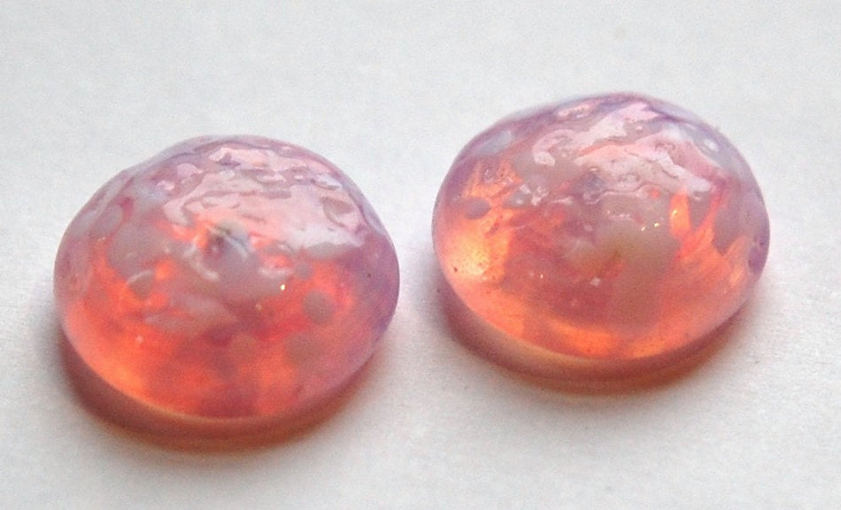 Vintage Pink Opal with White Textured Glass Cabochons cab430