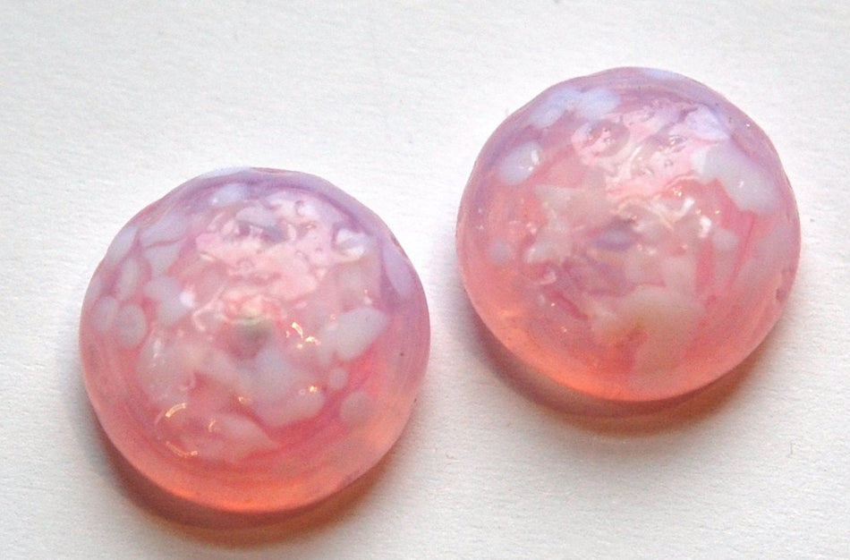 Vintage Pink Opal with White Textured Glass Cabochons cab430