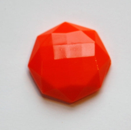Vintage Opaque Orange Faceted Octagon Glass Cabochon cab140C