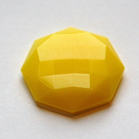Vintage Opaque Yellow Faceted Octagon Glass Cabochon cab140D