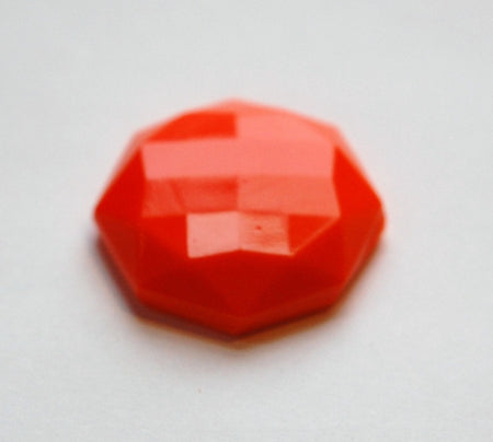 Vintage Opaque Orange Faceted Octagon Glass Cabochon cab140C