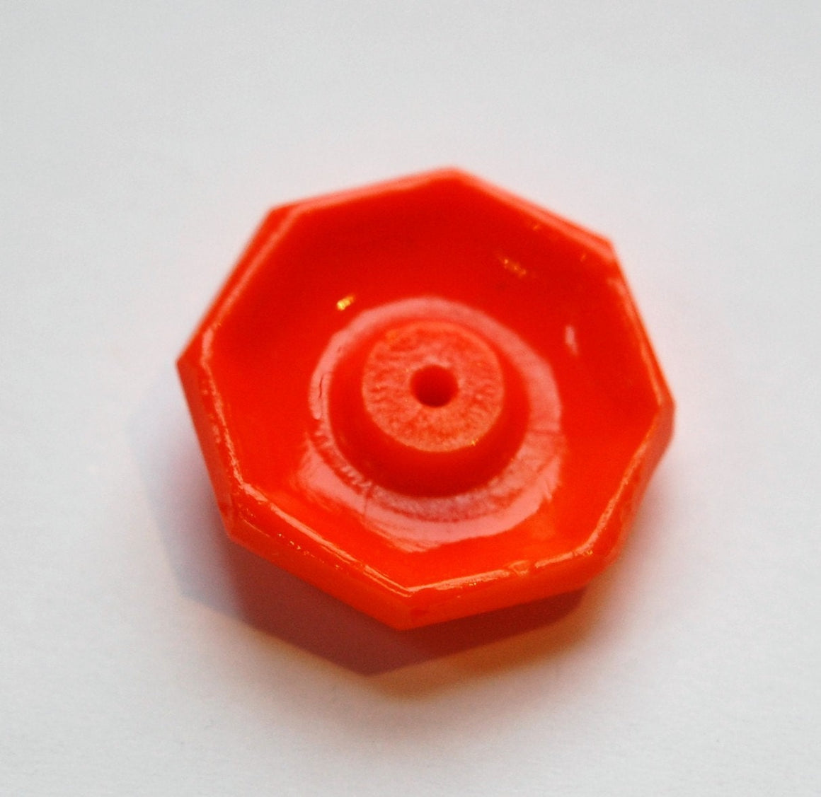 Vintage Opaque Orange Faceted Octagon Glass Cabochon cab140C