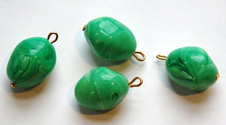 Vintage Chunky Acrylic Green and White Swirled Drops drp046