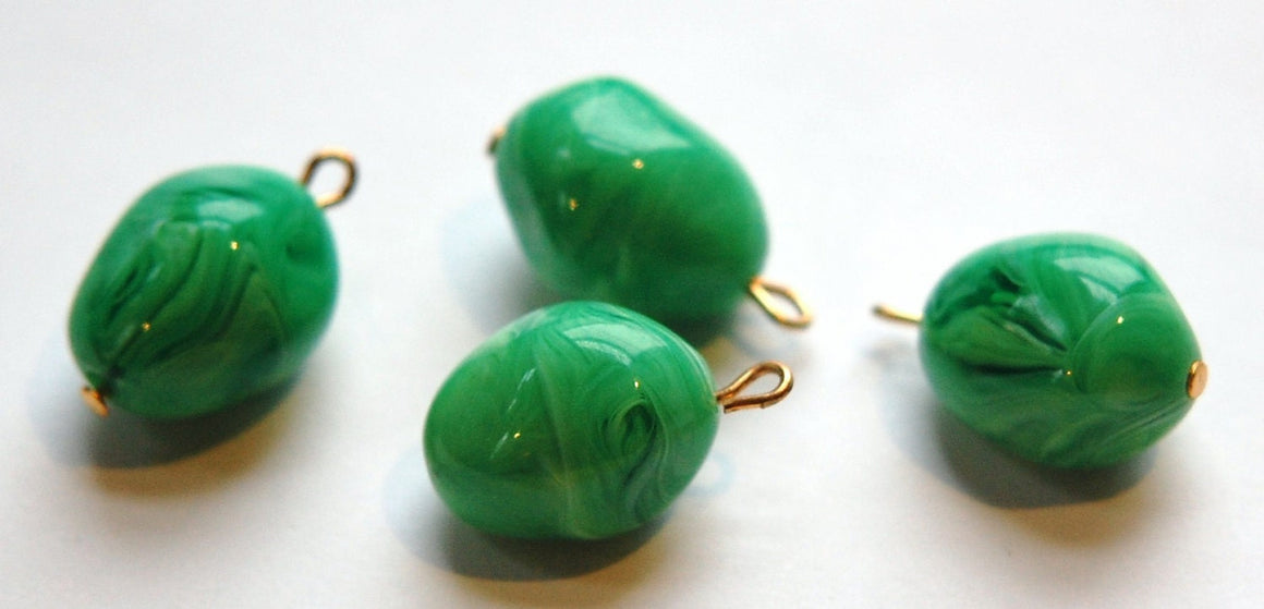 Vintage Chunky Acrylic Green and White Swirled Drops drp046