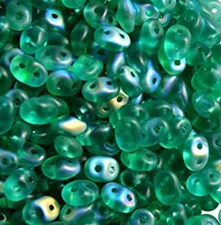 2/5MM MATUBO SUPERDUO Matte Emerald AB Beads