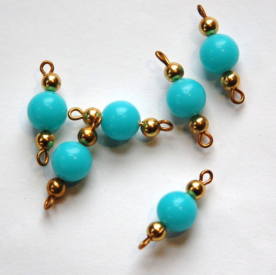 Vintage Light Blue Acrylic Beaded Drop Connectors drp055