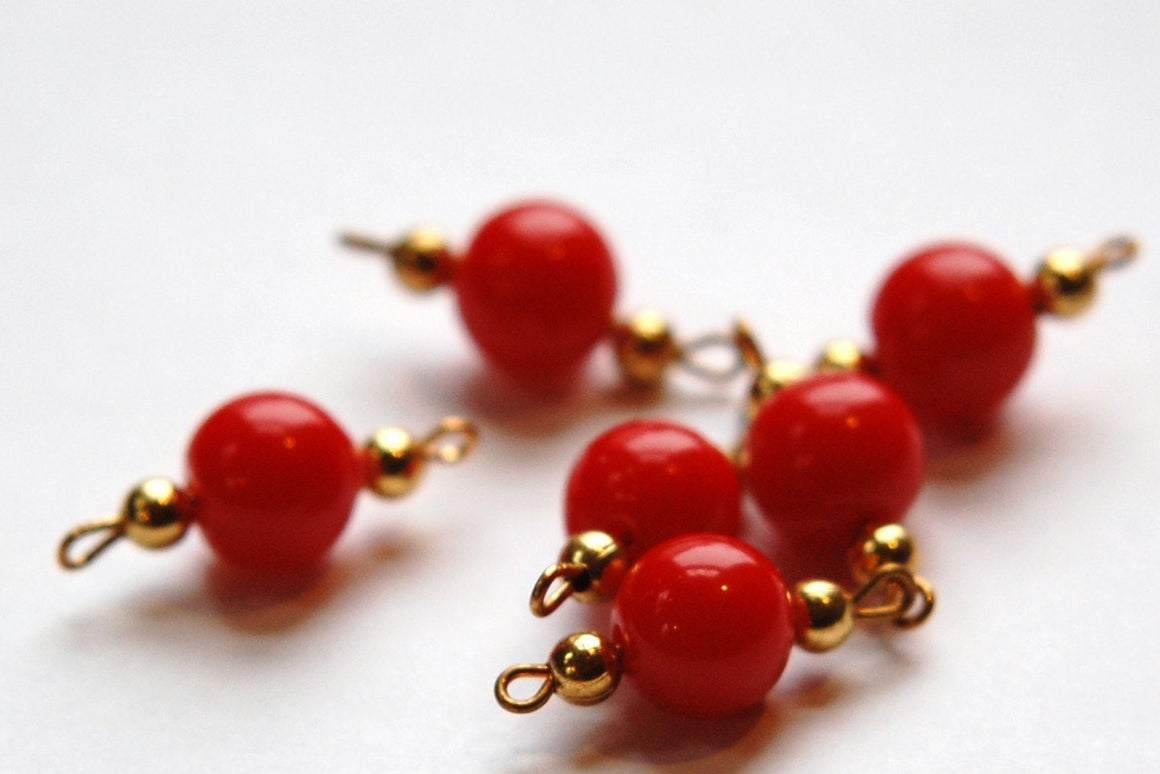 Vintage Red Acrylic Beaded Drop Connectors drp055A