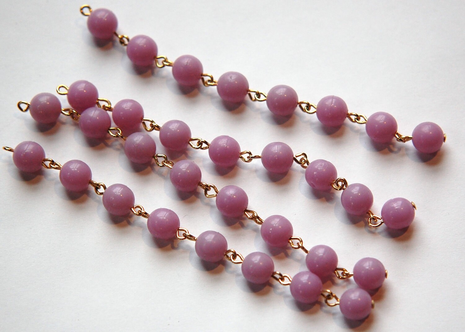 Vintage Lavender Acrylic Beaded Linked Drops drp056