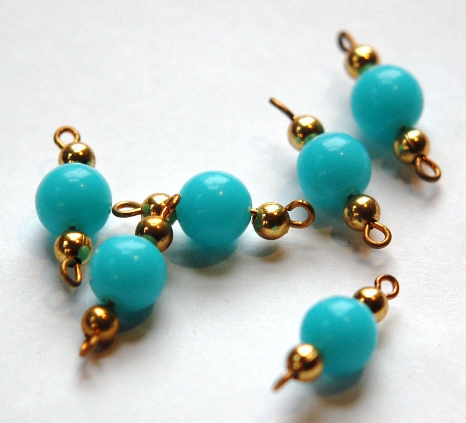 Vintage Light Blue Acrylic Beaded Drop Connectors drp055