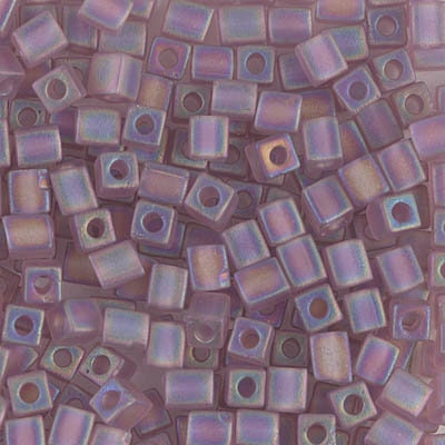4mm MIYUKI CUBE Matte Transparent Smoky Amethyst AB Seed Bead 20gm