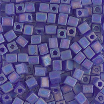 4mm MIYUKI CUBE Matte Transparent Cobalt AB Seed Bead 20gm