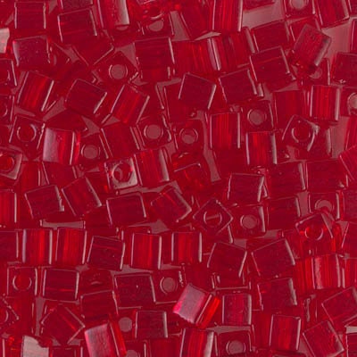 4mm MIYUKI CUBE Transparent Ruby Seed Bead 20gm