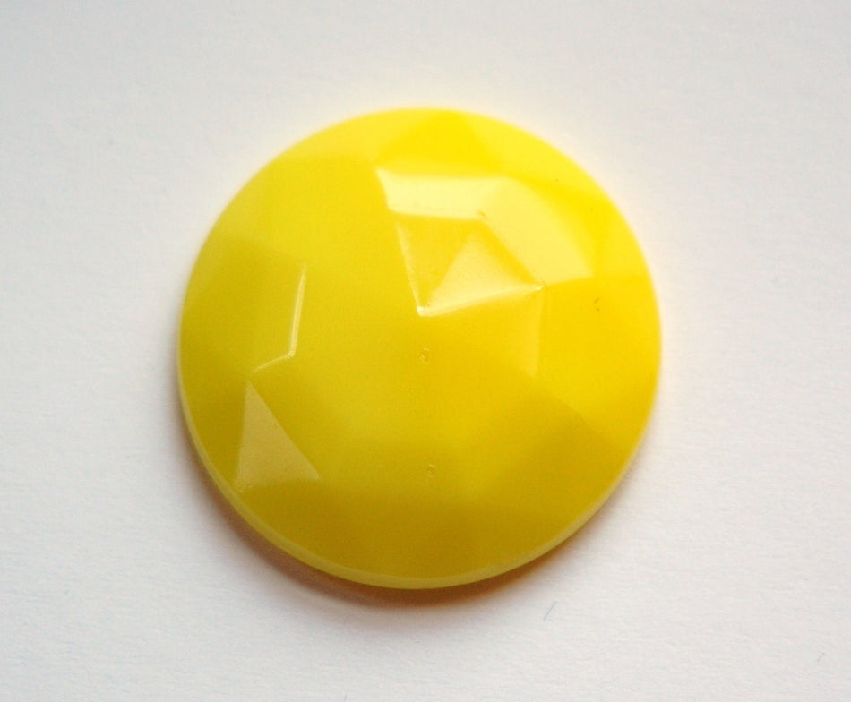 Vintage Yellow Faceted Glass Cabochon 27mm cab140B