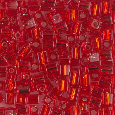 4mm MIYUKI CUBE Silver Lined Flame Red Seed Bead 20gm