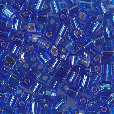 4mm MIYUKI CUBE Silver Lined Sapphire Seed Bead 20gm