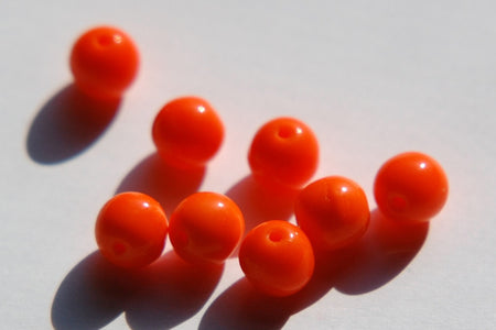 Vintage Orange Glass Beads Japan 6mm (10) jpn001A