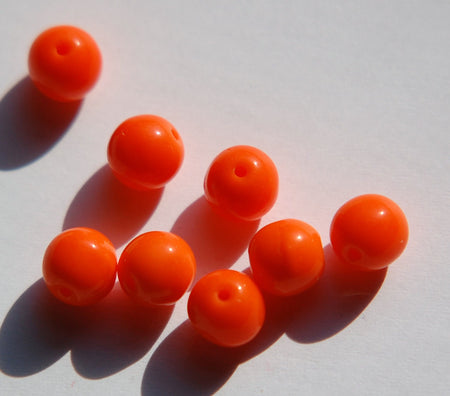 Vintage Orange Glass Beads Japan 6mm (10) jpn001A
