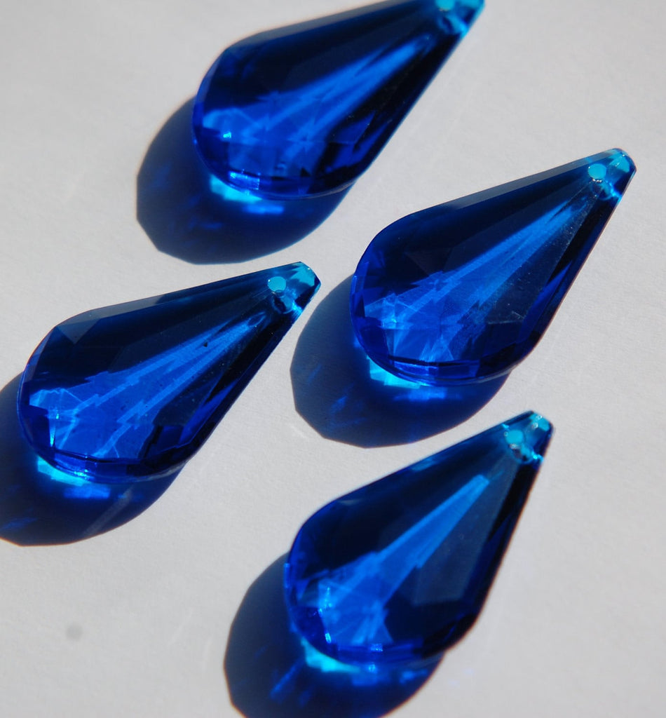 Vintage Sapphire Blue Faceted Acrylic Pendant Drops pnd015A