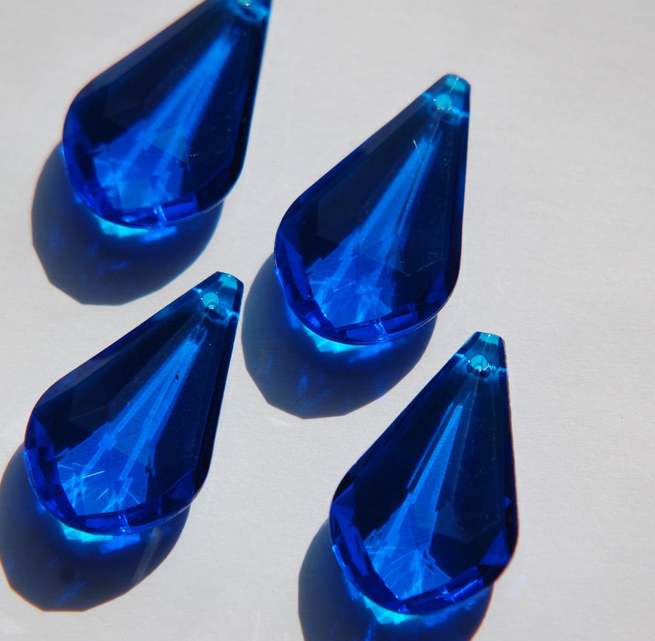 Vintage Sapphire Blue Faceted Acrylic Pendant Drops pnd015A