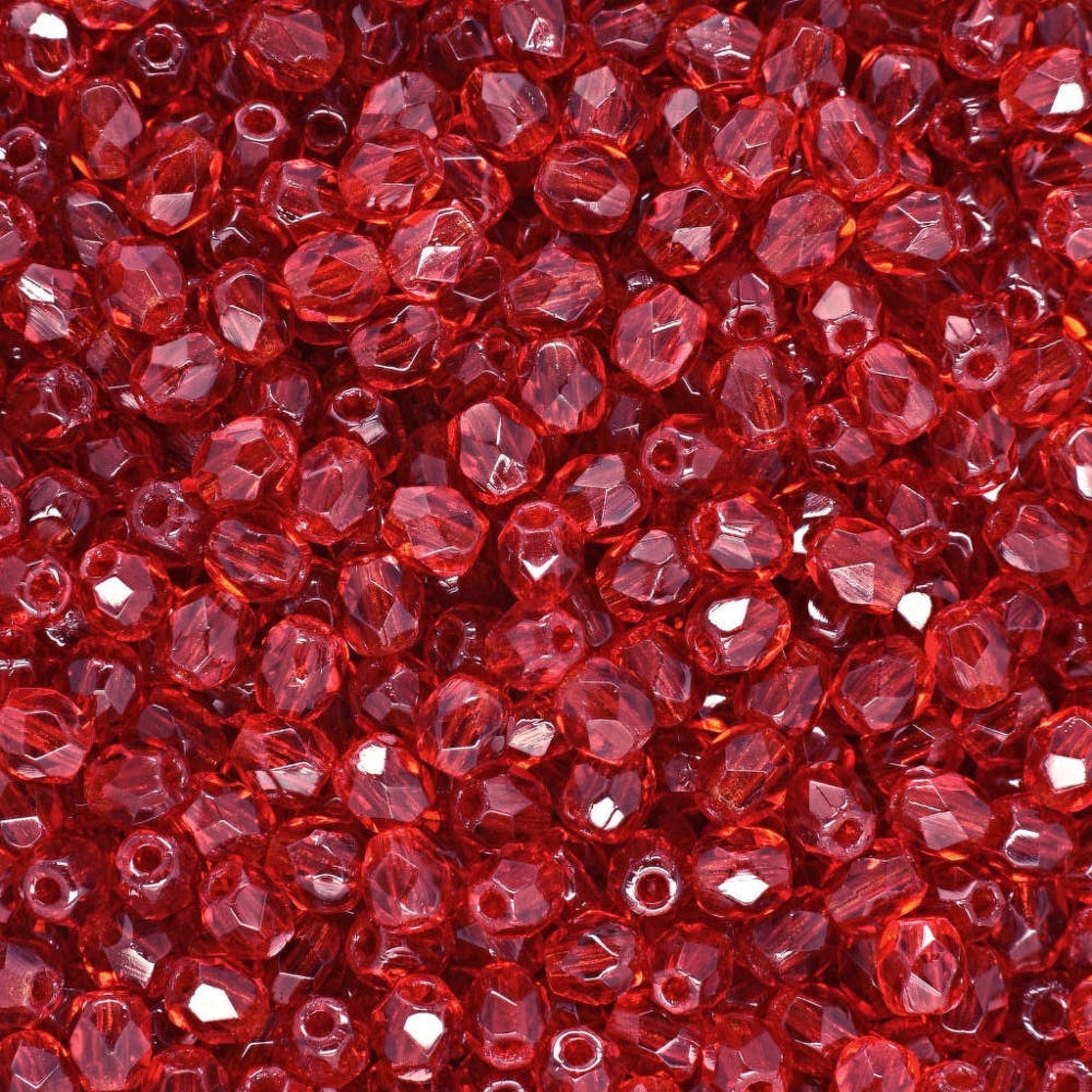 2mm Siam Ruby Czech Faceted Firepolish Glass Beads (50)