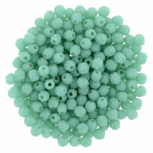 2mm Turquoise Czech Faceted Firepolish Glass Beads (50)