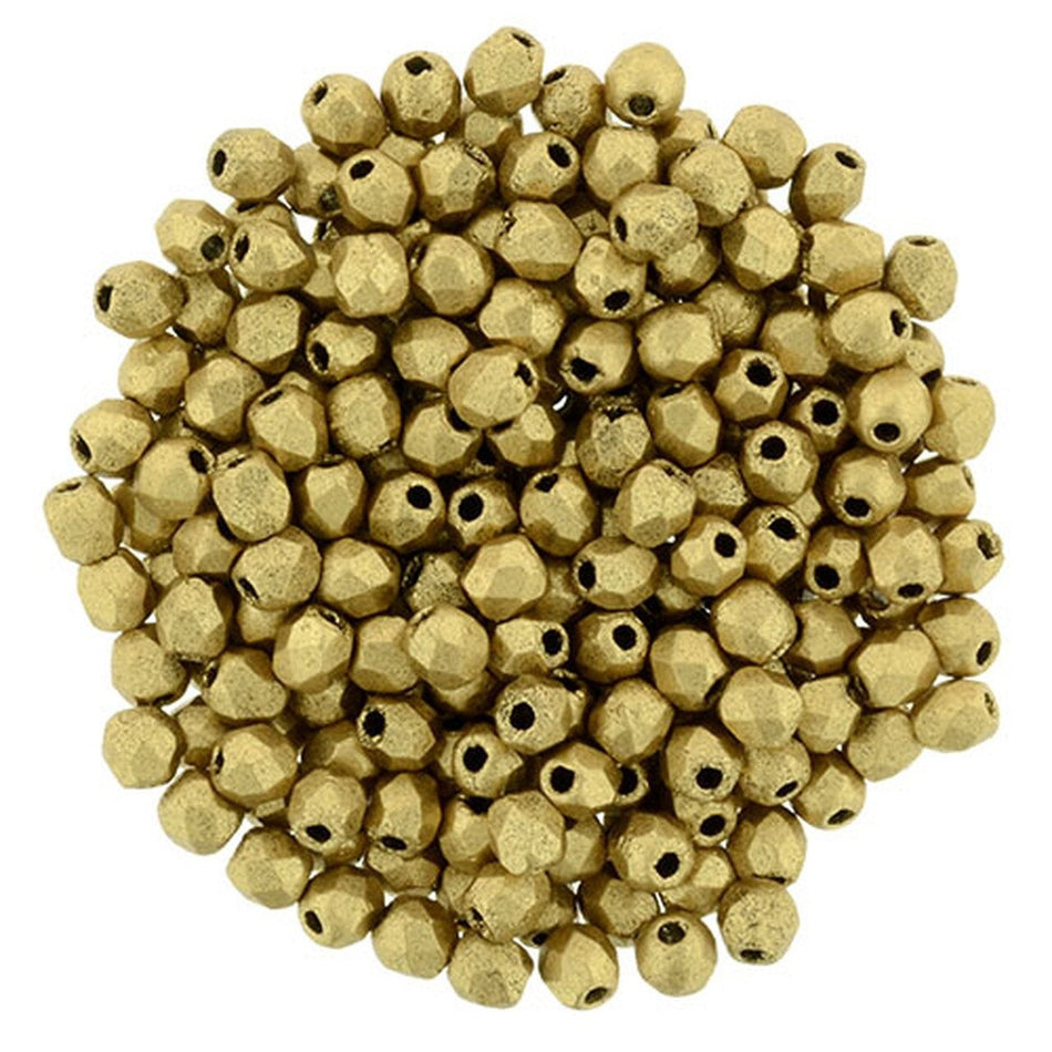 2mm Matte Metallic Flax Czech Faceted Firepolish Glass Beads (50)