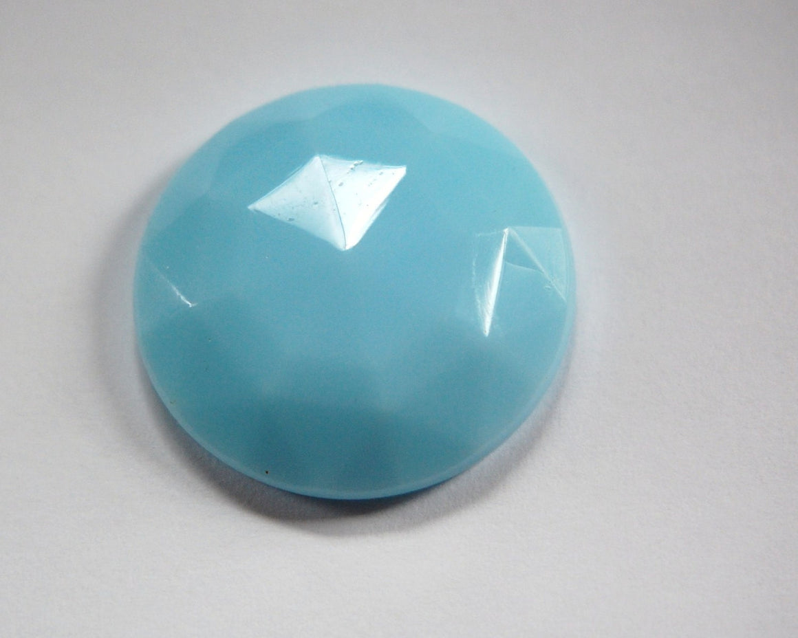 Vintage Light Blue Faceted Glass Cabochon 27mm cab140F