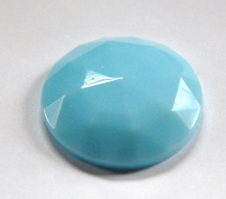 Vintage Light Blue Faceted Glass Cabochon 27mm cab140F