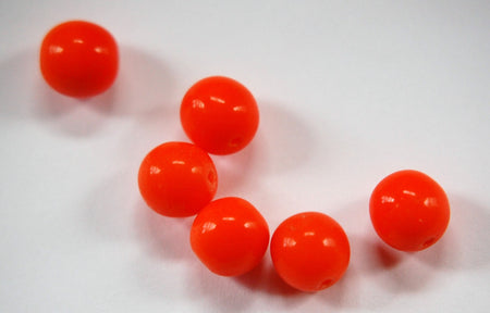 Vintage Orange Glass Beads Japan 8- 9mm (6) bds527G