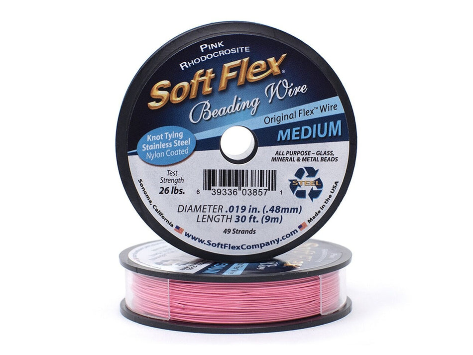 0.019in/0.48mm Pink Rhodochrosite Soft Flex Medium Beading Wire 10/30/100ft