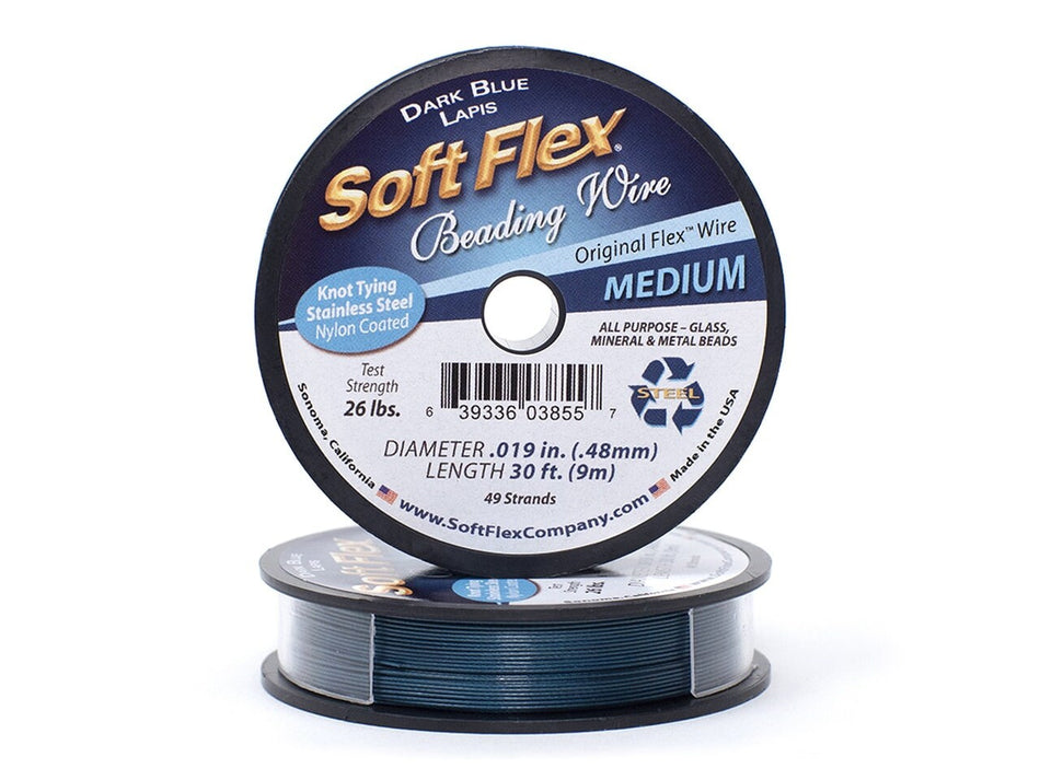 0.019in/0.48mm Dark Blue Lapis Soft Flex Medium Beading Wire 10/30/100ft