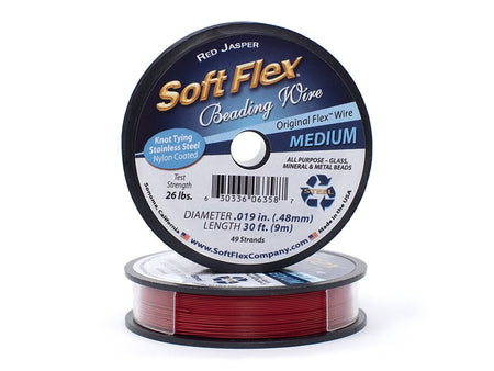0.019in/0.48mm Red Jasper Soft Flex Medium Beading Wire 10/30/100ft