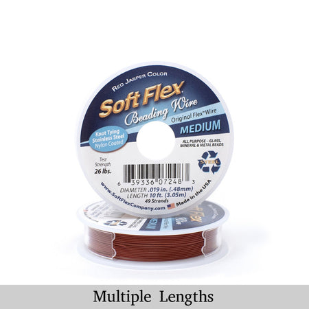 0.019in/0.48mm Red Jasper Soft Flex Medium Beading Wire 10/30/100ft