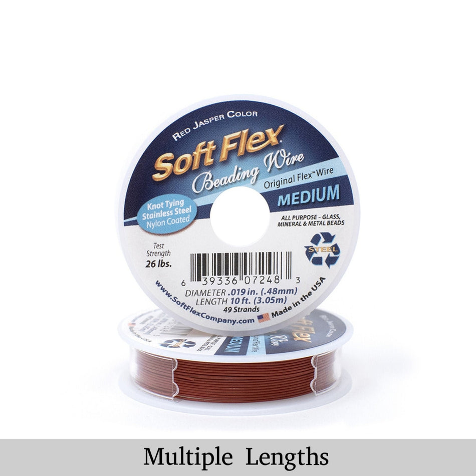 0.019in/0.48mm Red Jasper Soft Flex Medium Beading Wire 10/30/100ft