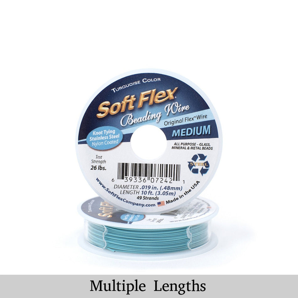 0.019in/0.48mm Turquoise Soft Flex Medium Beading Wire 10/30/100ft