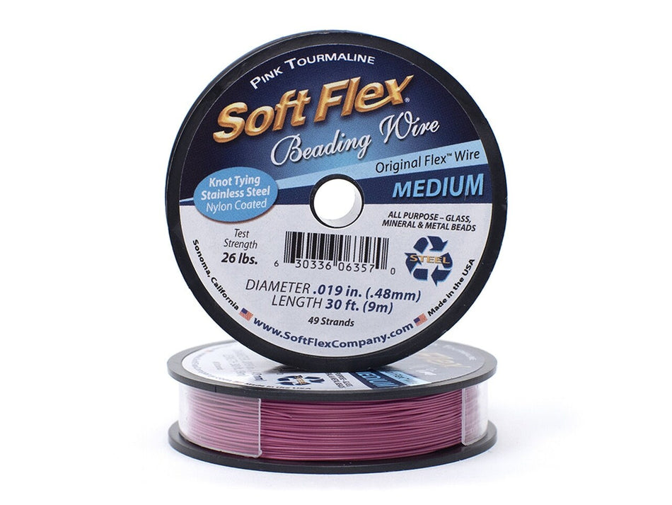 0.019in/0.48mm Pink Tourmaline Soft Flex Medium Beading Wire 10/30/100ft