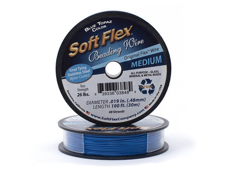 0.019in/0.48mm Blue Topaz Soft Flex Medium Beading Wire 10/30/100ft