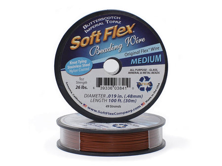 0.019in/0.48mm Butterscotch Imperial Topaz Soft Flex Medium Beading Wire 10/30/100ft