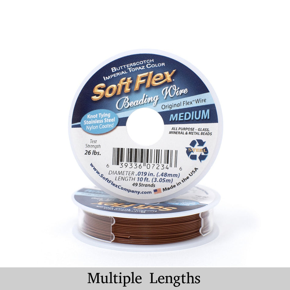 0.019in/0.48mm Butterscotch Imperial Topaz Soft Flex Medium Beading Wire 10/30/100ft
