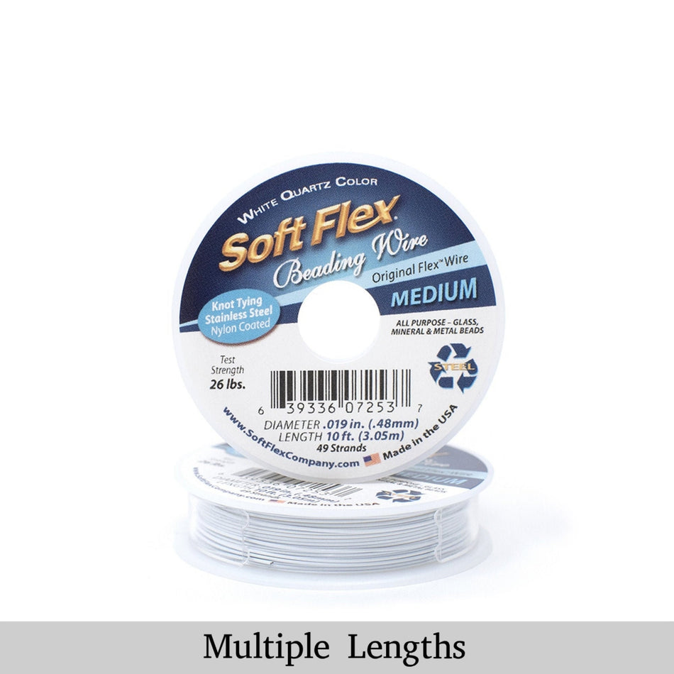 0.019in/0.48mm White Quartz Soft Flex Medium Beading Wire 10/30/100ft