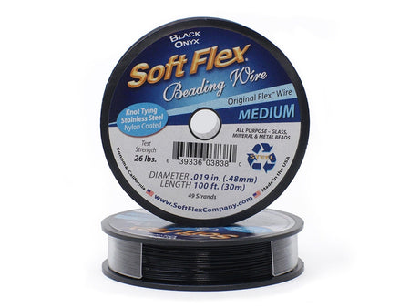 0.019in/0.48mm Black Onyx Soft Flex Medium Beading Wire 10/30/100ft
