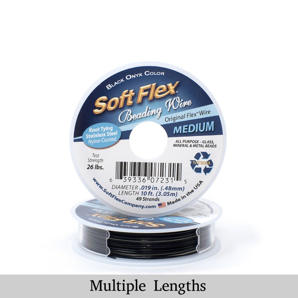 0.019in/0.48mm Black Onyx Soft Flex Medium Beading Wire 10/30/100ft